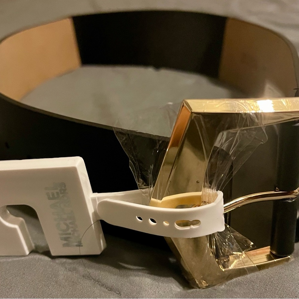 Michael Kors Black Belt with Gold Buckle